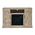 Gzxs Farmhouse Fireplace TV Stand with 18" Electric Fireplace for 50 in Tvs, Farmhouse Entertainment Center W/ Open Shelves, TV Media Console for Living Room, Gray Wash