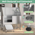 AECOJOY 50'' Professional Stainless Steel Dog Washing Station, Height Adjustable Pet Grooming Dog Bathtub with Ramp