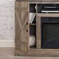 Gzxs Farmhouse Fireplace TV Stand with 18" Electric Fireplace for 50 in Tvs, Farmhouse Entertainment Center W/ Open Shelves, TV Media Console for Living Room, Gray Wash