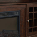 Sesslife Electric Fireplace TV Stand with Remote Control for 65 in TV, Farmhouse TV Console Table with Open Storage Shelves & 2 Cabinets, Wooden Media Entertainment Center for Living Room, Gray