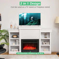 70" Fireplace Mantel TV Stand with Storage Shelves, Freestanding Wood Media Console for 28.5" Fireplace Insert, Living Room & Bedroom
