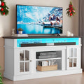 Dextrus Farmhouse LED TV Stand for Tvs up to 65'', Wood TV Media Console Entertainment Center for Living Room, White