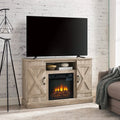 Gzxs Farmhouse Fireplace TV Stand with 18" Electric Fireplace for 50 in Tvs, Farmhouse Entertainment Center W/ Open Shelves, TV Media Console for Living Room, Gray Wash