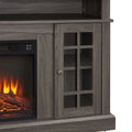 Sesslife Electric Fireplace TV Stand with Remote Control for 65 in TV, Farmhouse TV Console Table with Open Storage Shelves & 2 Cabinets, Wooden Media Entertainment Center for Living Room, Gray