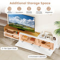 Tangkula Modern TV Stand for 80 Inches TVs with Storage Shelves and Cabinets