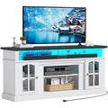 Dextrus Farmhouse LED TV Stand for Tvs up to 65'', Wood TV Media Console Entertainment Center for Living Room, White