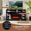 58" Electric Fireplace TV Stand for 65" TVs, Entertainment Center with 28" Fireplace Heater Insert, LED Lights, Remote Control & Storage