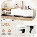 Tangkula Modern TV Stand for 80 Inches TVs with Storage Shelves and Cabinets