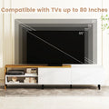 Tangkula Modern TV Stand for 80 Inches TVs with Storage Shelves and Cabinets