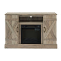 Gzxs Farmhouse Fireplace TV Stand with 18" Electric Fireplace for 50 in Tvs, Farmhouse Entertainment Center W/ Open Shelves, TV Media Console for Living Room, Gray Wash