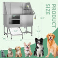 AECOJOY 50'' Professional Stainless Steel Dog Washing Station, Height Adjustable Pet Grooming Dog Bathtub with Ramp