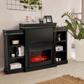 70" Fireplace Mantel TV Stand with Storage Shelves, Freestanding Wood Media Console for 28.5" Fireplace Insert, Living Room & Bedroom