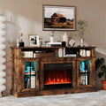 58" Electric Fireplace TV Stand for 65" TVs, Entertainment Center with 28" Fireplace Heater Insert, LED Lights, Remote Control & Storage
