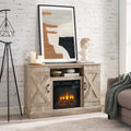 Gzxs Farmhouse Fireplace TV Stand with 18" Electric Fireplace for 50 in Tvs, Farmhouse Entertainment Center W/ Open Shelves, TV Media Console for Living Room, Gray Wash